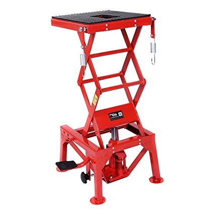 Goplus New 300lb Motorcycle Hydraulic Scissor Floor Jack Lift Hoist Center Stand Lift