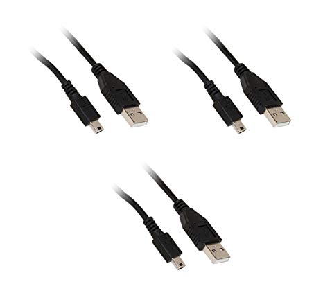 C&E 1.5-Feet Type A Male to 5-Pin Mini-B Male Mini USB 2.0 Cable, Black, 3-Pack (CNE22735)