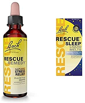 Bach RESCUE Remedy Dropper and Sleep Liquid Melts Bundle, Natural Stress Relief and Sleep Aid, Homeopathic Flower Remedy, Gluten and Sugar-Free