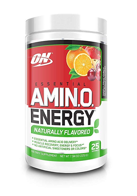 OPTIMUM NUTRITION Naturally Flavored Essential Amino Energy, Simply Fruit Punch, Preworkout and Essential Amino Acids with Green Tea and Green Coffee Extract, 25 Servings