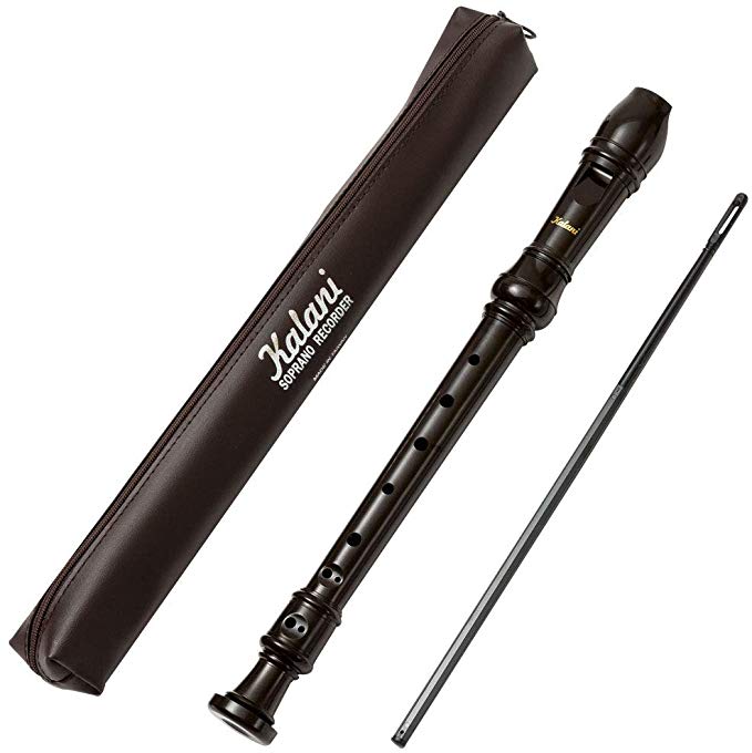 Soprano Recorder, Kalani 8-Hole Descant Recorder 3 Piece with Cleaning Rod   Case Bag Baroque Fingering for Adult/Kids(Chocolate)