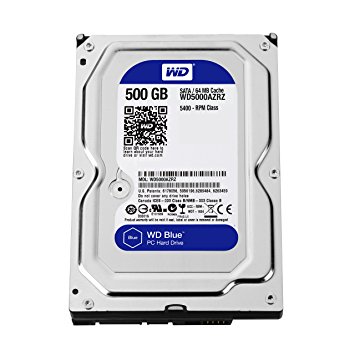 WD Blue 500GB  Desktop Hard Disk Drive - 5400 RPM SATA 6 Gb/s 64MB Cache 3.5 Inch  - WD5000AZRZ