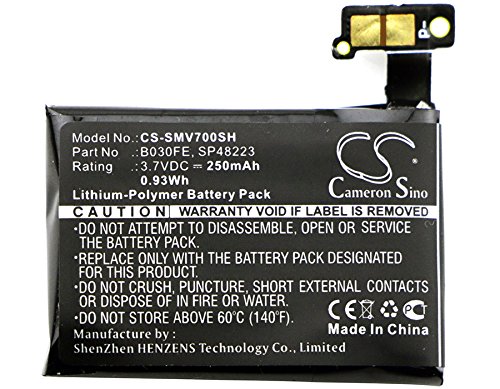 Cameron Sino Li-Polymer 3.70V 250mAh / 0.93Wh Replacement Smartwatch Battery Compatible With Samsung B030FE/GH43-03992A/SP48223/Gear 1/SM-V700