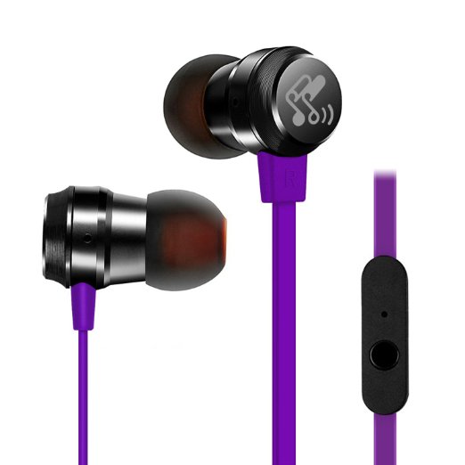 Wired Earset, SoundPEATS M20 headphones In Ear Canal with Microphone, Noise Isolating, Tangle Free, Replaceable Earbuds, 3.5mm Audio Jack (SoundPEATS M20 Purple)