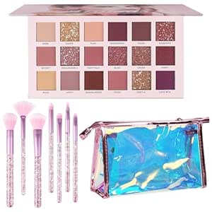 UCANBE Makeup Kit for Women & Teens,18 Colors Nude Eyeshadow  7pcs Soft Makeup Brushes   Pink Cosmetic Bag Makeup Sets, Shimmer Matte Glitter Makeup Palettes Set for Girls Beginners & Professional