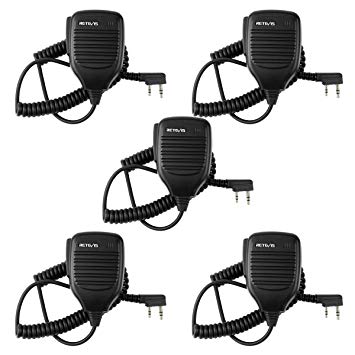 Retevis 2 Pin Shoulder Mic Speaker Mic Microphone Compatible with Baofeng BF-888S UV-5R Kenwood Retevis H-777 RT21 RT22 RT5 RT-5R H-777S Arcshell AR-5 Walkie Talkie (5 Pack)