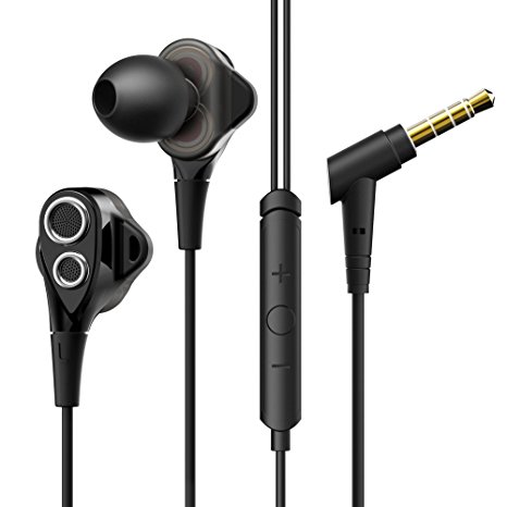 Earphones, VAVA MOOV 11 In Ear Earbud Headphones with Dual Drivers, High-fidelity Audio and Deep Bass, Noise Cancelling Wired Earphones with Snug and Soft Design, Inline Controls for Hands-free Calling (3.5mm Jack)