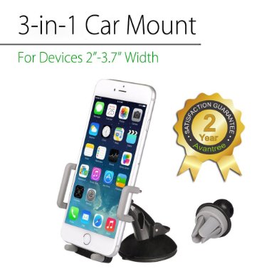 Avantree Multi-location Car Phone Holder, Windshield, Dashboard, Air Vent, Car Mount For iPhone Samsung and more, Universal -089