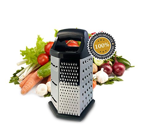 Isabella Dora Cheese Grater - Perfect Stainless Steel Box Grater for Vegetable, Ginger