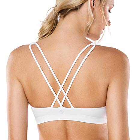 CRZ YOGA Women's Light Support Cross Back Wirefree Removable Cups Yoga Sport Bra