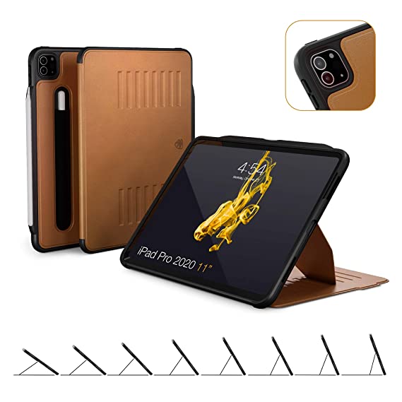 ZUGU CASE iPad Pro 11 Case, Alpha Ultra Thin Protective Case / Cover Designed for iPad Pro 11-inch (2nd Gen, 2020) Convenient Magnetic Stand (Auto Sleep / Wake) - Brown