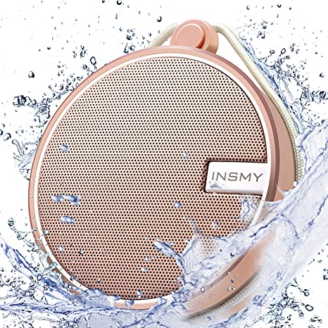 INSMY IPX7 Waterproof Shower Bluetooth Speaker, Portable Wireless Outdoor Speaker with HD Sound, Support TF Card, Suction Cup for Home, Pool, Beach, Boating, Hiking 12H Playtime (Pink)