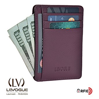 EASTER GIFT Genuine Leather Handcrafted RFID blocking Mens Front Pocket Minimalist Wallet Slim Leather Wallet with Gift Box For Men and Women made from 100% Full Grain Cow Leather by LEVOGUE