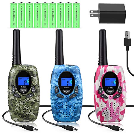 Topsung 3 Walkie Talkies Rechargeable for Adults, M880 FRS Rechargeable Two Way Radios Long Range with Charger Batteries, Upgraded Version Portable Walky Talky for Camping (Camouflage 3 Pack)