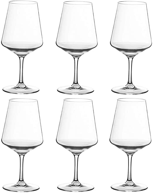 20-ounce Unbreakable Wine Glasses-100% Tritan Plastic Stem Wine Glasses, set of 6-All Purpose,Red or White Wine Glass,Dishwasher Safe,BPA Free
