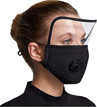 Men Women Face Cloth Cover Dust-proof Reusable Breathable Full Face Protection Masks Cotton Face Bandanas Mask with Eyes Shield Filter Black