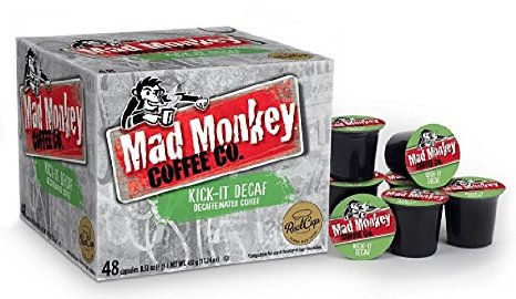 Mad Monkey Coffee Capsules, Kick It Decaf, 48 Count