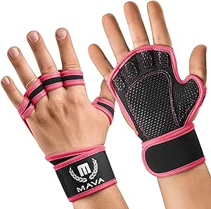 MAVA Open Gym Gloves for Women & Men; Padded Weight Lifting Gloves with Wrist Support for Comfort, Protection; Strong-Grip Fingerless Workout Gloves for 5 Fingers; Anti-Sweat Gym Accessories