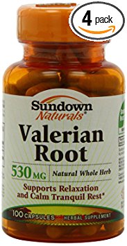 Sundown Naturals Valerian Root, 100 Capsules (Pack of 4)