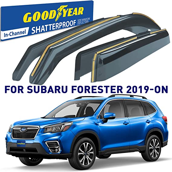 Goodyear Shatterproof in-Channel Window Deflectors for Subaru Forester 2019-2022, Rain Guards, Window Visors for Cars, Vent Deflector, Car Accessories, 4 pcs - GY003473