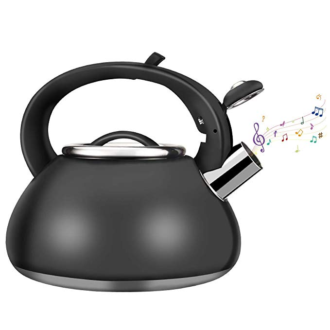 Whistling Stainless Steel Tea Kettle, Kinovation Food Grade Tea Pot with Heat-Proof Handle - Stovetop Suitable for All Heat Sources