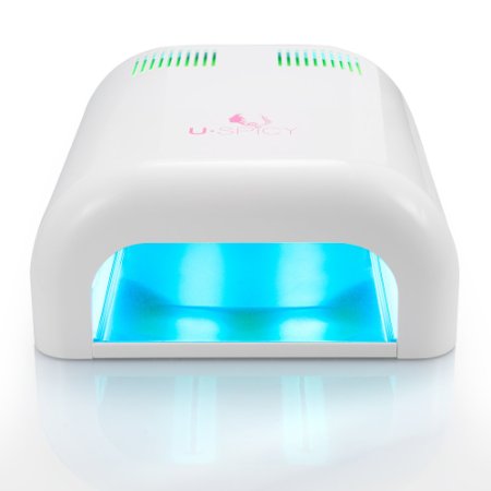 USpicy MACARON 36W Nail Dryer UV Lamp Light For Acrylic Gelish and Shellac Curing Upgraded with Sliding Tray and Timer Setting SPA Equipment  Free USpicy Highly UV Protective Gloves