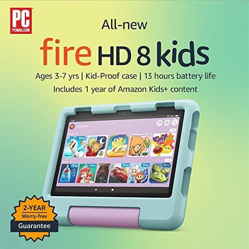 All-new Amazon Fire HD 8 Kids tablet, 8" HD display, ages 3-7, with age-appropriate curated content and easy-to-use Parent Dashboard, 32 GB, (2022 release), Disney Princess