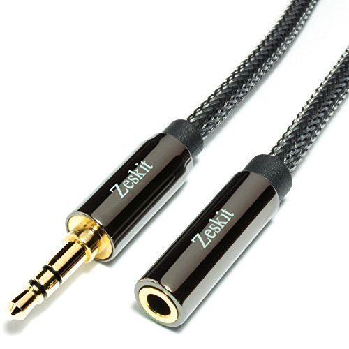 Zeskit 6' Premium Audio Cable - 3.5mm, Braided Nylon Stereo Audio Cable (Male to Female)