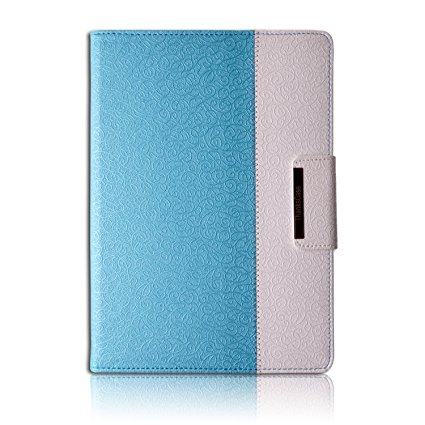 iPad Air 2 Case,Thankscase Rotating Case for Ipad Air 2 (2nd Gen) with Wallet and Pocket with Hand Strap for Ipad Air 2 (Teal Blue)
