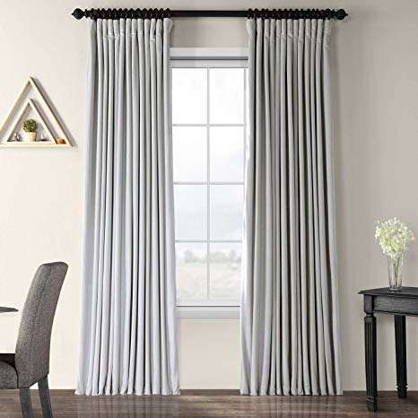 Half Price Drapes VPCH-VET160401-120 Signature Doublewide Blackout Velvet Curtain,Reflection Grey,100 X 120