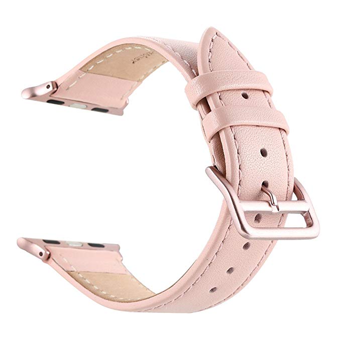 Pink Watch Band,SLIFTER Soft Leather Watch Strap,for Apple Watch,Iwatch Series 1,Series 2,Series 3,38mm Pink Adapter