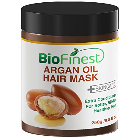 Biofinest Argan Oil Hair Mask - with 100% Organic Jojoba Oil, Aloe Vera, Keratin - Deep Conditioner for Dry/ Damaged/ Color Treated Hair (250g)