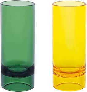 Party Essentials Tall Plastic Shot Glasses/Straight Wall Shooters/Dessert Cups, 2-Ounce, 20 Count, Gold & Green