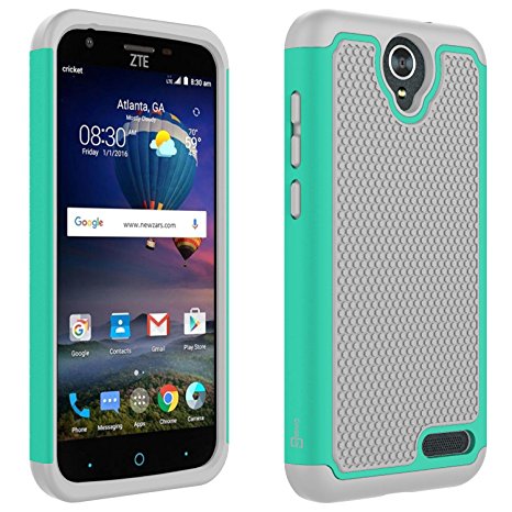 ZTE ZMax 3 Case, ZTE ZMax Champ Case, ZTE ZMax Grand LTE Case, ZTE Grand X3 Case, CoverON HexaGuard Protective Heavy Duty Hybrid Phone Cover - Teal and Gray