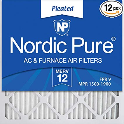 Nordic Pure 16x16x1M12-12 MERV12 AC Furnace Air Filter, Box of 12