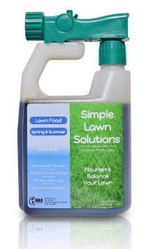 Lawn Food Natural Liquid Fertilizer for Spring and Summer 20-4-8 SR Bio NPK Concentrated Spray- Any Grass Type- Simple Lawn Solutions 32-Ounce