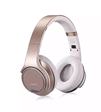 Over-Ear Headphones-PluStore MH1 Foldable Wireless Bluetooth 3.0 On-Ear 2 in1 Headphones with Twist-out Speaker Stereo Headphone Headset (Gold)