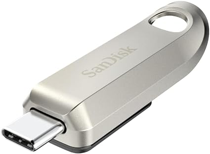 SanDisk 128GB Ultra Luxe USB Type-C Flash Drive, USB 3.2 Gen 1 Performance with a premium metal design, up to 400 MB/s, Silver