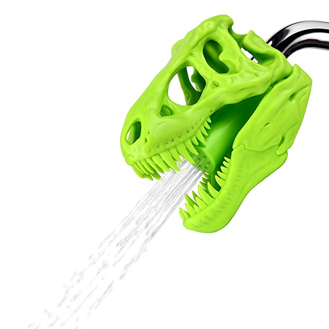 Barbuzzo T-Rex Shower Head, Green - Prehistoric Shower Nozzle Shaped like a Tyrannosaurus Rex Skull - Gives Your Shower-Time a Jurassic Touch - Terrific Gift for Kids & Dino-Enthusiasts - Wash N' Roar