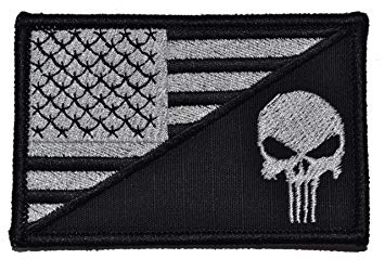 USA Flag/Punisher Skull 2.25x3.5 Morale Patch - Black
