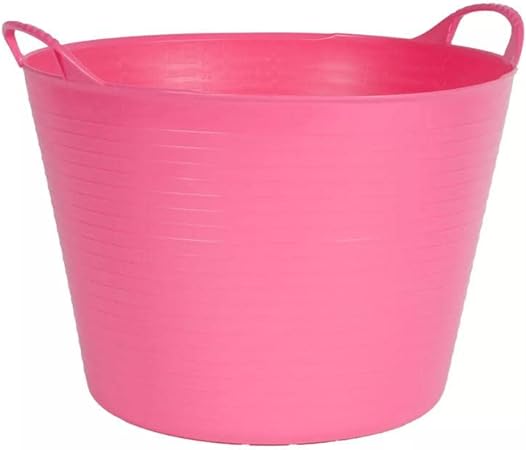 Gardeners Supply Company Large Garden Tubtrugs | Multi Use Outdoor Garden Harvest Basket Storage, & Bucket | Ideal for Yard Gardening, Carrying and Crops Harvesting | 11 Gallon Capacity - Pink