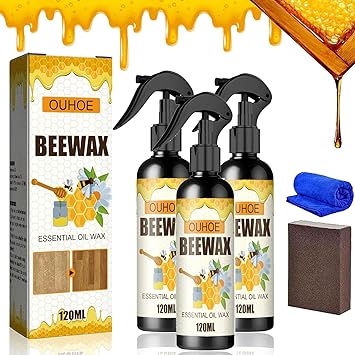 KCRPM 2024 New Natural Micro-Molecularized Beeswax Spray, Beeswax Spray Furniture Polish, Furniture Beeswax Spray, Ouhoe Beeswax Wood Polish (3pcs)