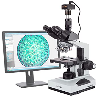AmScope 40X-2000X Lab Clinic Veterinary Trinocular Microscope with 5Mp Camera