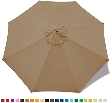 ABCCANOPY 9ft Market Umbrella Replacement Patio Umbrella Top Outdoor Umbrella Canopy 8 Ribs 23  Colors (Khaki)