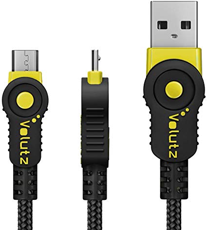 Volutz Micro USB Cable - USB 2.0 to Micro-USB Nylon Braided Fast Charge Cord Compatible with Android, Samsung, Kindle, Android Smartphones, Galaxy S7 Edge, Moto G5, PS4 Xbox- 3.3ft / 1m (Yellow)