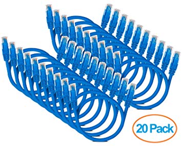 CAT6 Snagless | 1.5 FT | BLUE | 20 Pack | Network Ethernet Patch Cable   Cable Ties