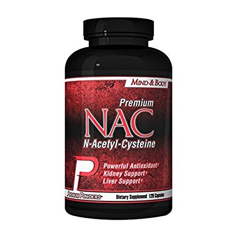 NAC N-Acetyl-Cysteine by Premium Powders 120 Capsule Container