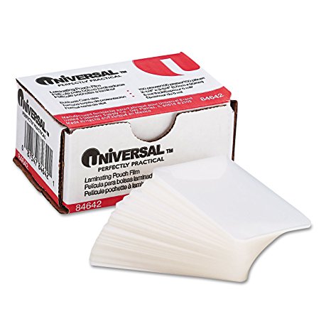 Universal Office Products Clear Laminating Pouches, 5 mil, 2 1/4 X 3 3/4, Business Card Size, 100/Box 84642