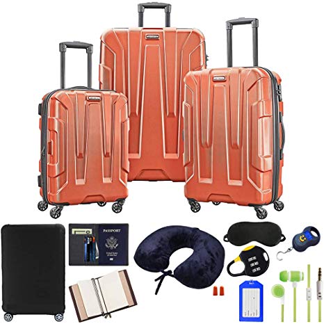 Samsonite Centric 3-Piece Luggage Set, Burnt Orange with Luggage Accessory Kit