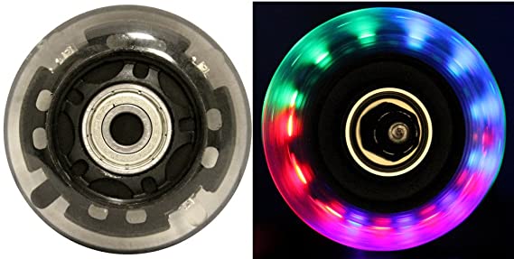 LED Inline Wheels 64mm 82a Skate Roller blade Ripstik Light Up 4-Pack w/ Bearings